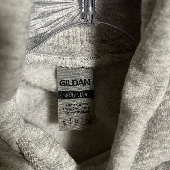 GILDAN Light Gray Dog Cuddling Hoodie Size S - Picture 4 of 4